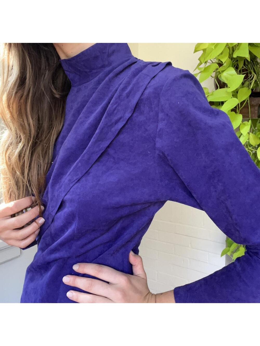 Vintage 1980s Purple Velvet Dress